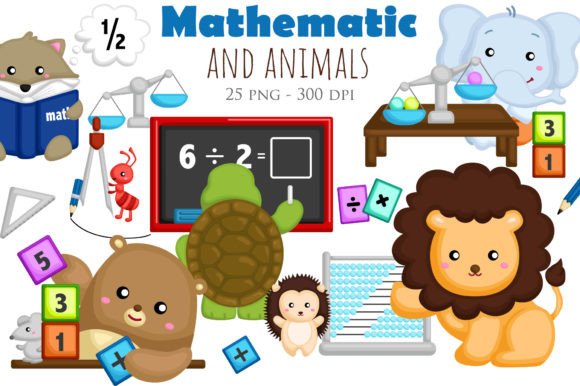 Adorable Learning: Using Cute Mathematic Animal Cartoon Clipart