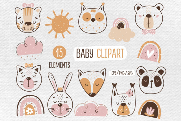 Animal Face Clipart Set: A Versatile Collection for Modern Creators
