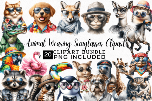 Animal Wearing Sunglasses Clipart: Add Instant Cool