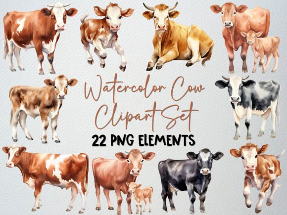 Charming Watercolor Cow Clipart for Creative Projects