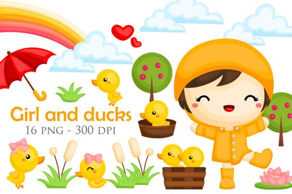 Creative Applications for Girls and Duck Animal Yellow Theme Art