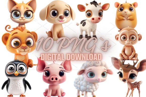Cute Animal 3D Clipart: High-Quality PNG Bundle for Creative Projects