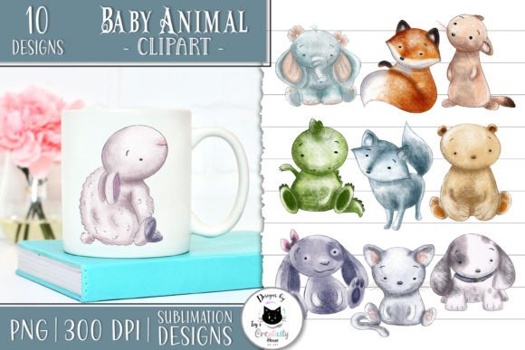 Cute Baby Animal Clipart: Nursery PNG Bundle for Crafting
