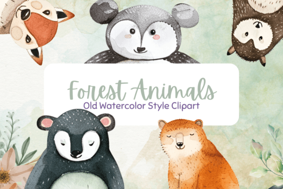 Enchanting Vintage Watercolor Forest Animal Clipart