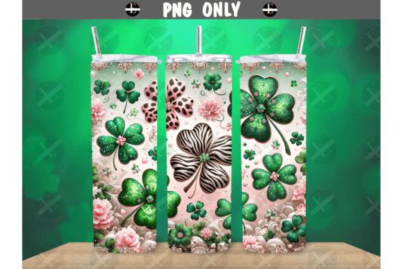 St Patricks Animal Print Clover Wrap: Vibrant Sublimation Design