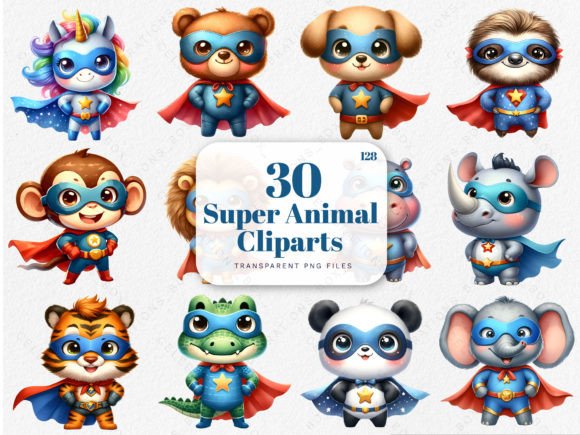 Whimsical Charm: Using Watercolor Superhero Animal Clipart PNGs